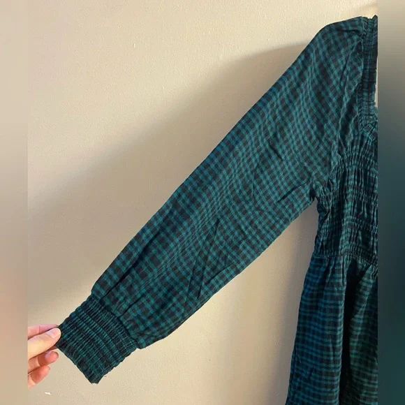 Lucky brand pacific plaid green black smocked long sleeve dress flannel XL NWT - Picture 5 of 9